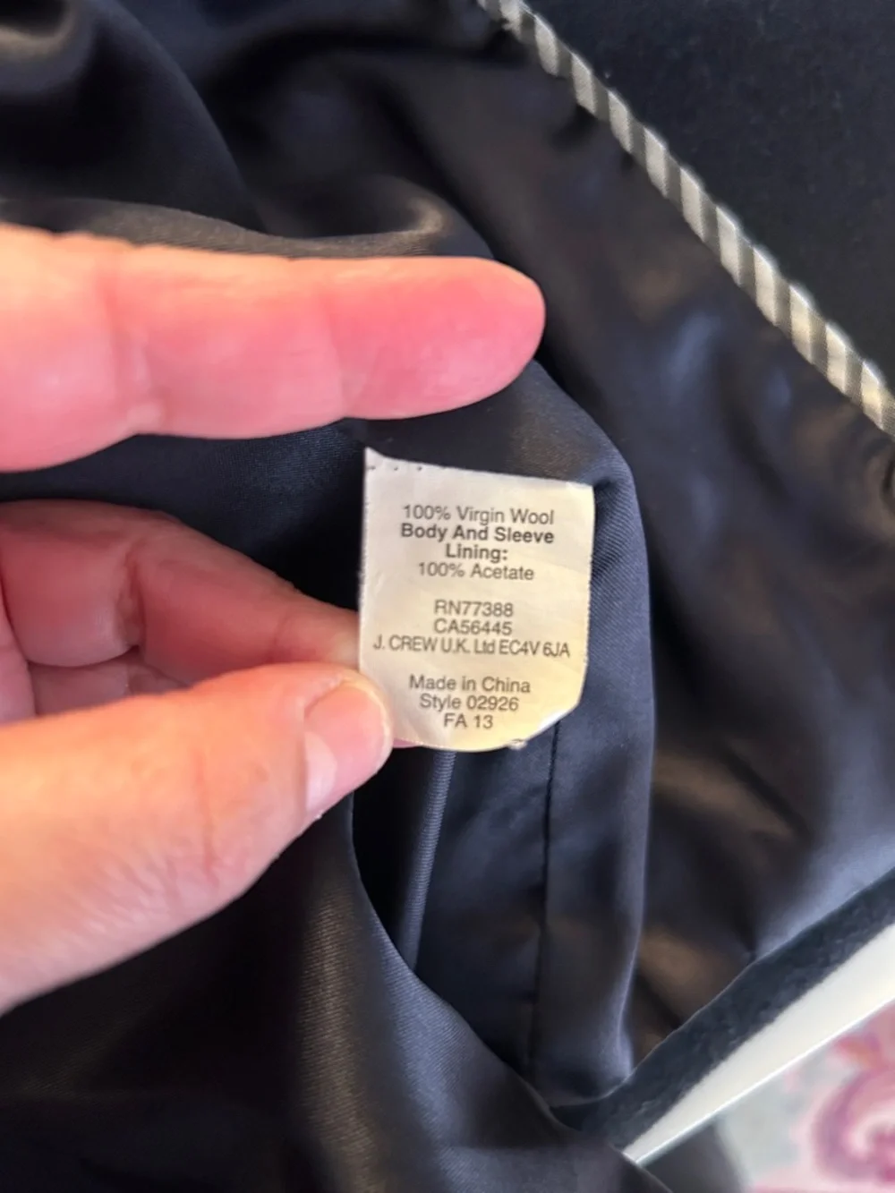 J. Crew 100% Virgin Wool Navy Blue Winter Pea Coat Broken Zipper Jacket Size 4 - Picture 8 of 8